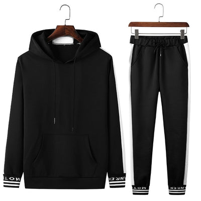 Sets Tracksuit Men Autumn Winter Hooded Sweatshirt Drawstring Outfit Sportswear 2019 Male Suit Pullover Two Piece Set Casual