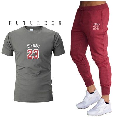 2020 men's new sportswear two-piece short-sleeved shirt + pants sweatshirt spring and summer sportswear new brand clothing men's