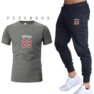 2020 men's new sportswear two-piece short-sleeved shirt + pants sweatshirt spring and summer sportswear new brand clothing men's