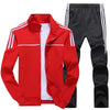 Autumn New Men Tracksuit Casual Solid Striped Zipper Sets Two Pieces Jackets + Pants 2020 Male Sportswear Sporting Suits Outwear