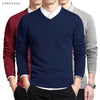 Varsanol Cotton Sweater Men Long Sleeve Pullovers Outwear Man V-Neck sweaters Tops Loose Solid Fit Knitting Clothing 8Colors New