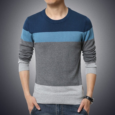 2020 Autumn Casual Men's Sweater O-Neck Striped Slim Fit Knittwear Mens Sweaters Pullovers Pullover Men Pull Homme M-3XL